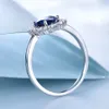 Umcho Luxury Blue Sapphire 6 * 8mm Princess Diana Ringar Äkta 925 Sterling Silver Engagement Ringar För Kvinnor Bröllop Smycken Y1890705