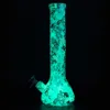 Glow in the dark becher base 13.5 '' tall Silicone Water Pipe impression bangs en verre pipe à eau en verre