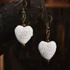 Boucles d'oreilles en pierre de lave naturelle, cœur coloré, 8 Options, bricolage, aromathérapie, diffuseur d'huile essentielle, boucles d'oreilles, accessoires de robe, bijoux