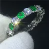 Simple Fashio Female infinity ring 925 Sterling silver Green 5A zircon Cz Engagement wedding band rings for women Bridal Jewelry