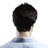 Perucas retas curtas masculinas, resistente ao calor, fibra japonesa, cabelo natural marrom escuro, peruca sintética masculina, cor preta, toupee6053730