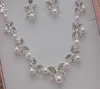 Goedkope Rhinestone Faux Pearls Bruids Sieraden Sets Oorbellen Ketting Crystal Bridal Prom Party Pageant Meisjes Bruiloft Accessoires Op voorraad