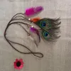 Peacock Feather Headwear Indian Bohemia Folk Headband Handmade Woven Rope For Girls With Beads 2 Styles Wholesale