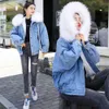 Женщины джинсовая куртка Новый 2018 осень зима женщина повседневная свободная с капюшоном из искусственного меха Harajuku короткие джинсы пальто Casaco Feminina