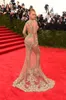 Transparente, perlenbesetzte Abendkleider von Beyonce Met Ball, roter Teppich, nackte Promi-Abschlussballkleider, durchsichtiges formelles Kleid, Sweep-Zug, rückenfrei, HY948