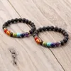 Bracciale con diffusore in pietra lavica 7 Chakra, gioielli con ciondoli per meditazione, pietre naturali per aromaterapia, braccialetti con ciondoli essenziali naturali