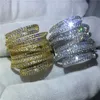 Handgefertigte Kreuz Big Ring Gelbgold gefüllt Verlobung Ehering Ringe für Frauen T Form 5A Zirkon 925 Silber Bijoux Geschenk