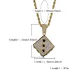 Hip Hop Shiny Square Dice Pendant Necklace Copper Gold Silver Color Iced Out Cubic Zircon Men Jewelry