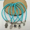 50 stks / partij mode vintage zilver gemengde kabbalah hamsa hand charms rood lederen geluk armbanden armbanden sieraden A23