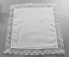 Handkerchief Pure White Hankerchiefs with Lace Plain DIY Print Draw Hankies Cotton Handkerchiefs Pocket Square 23*25 cm