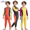 Crianças traje de mergulho 2.5MM Neoprene Wetsuit crianças para meninos das meninas mantem-se morno Uma peça protecção mangas compridas UV Swimwear