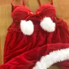 Sexig nattklänning Röd underkläder Kvinnor Underkläder Sleepwear Christmas Dress Red Nightgown Night Babydoll Camisola de Dormir Feminino S923