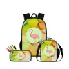 Conception personnalisée Sacs à dos Flamingo Sac à crayons Sacs à lunch 3 PCS Set pour les étudiants Animal Impression 3D Cartable Cartable Pour Garçons Filles Sac A Dos