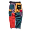 Corduroy Bloque de color Bolsillos de patchwork Pantalones Harem de carga Hombres Mujeres Harajuku Cadera de algodón Hip Jogger Pantalones Pantalones