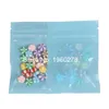 6.5x9cm (2.5x3.5in) Small Size Reclosable Flat Packing Pouches Blue White Purple Black Mylar Zip Lock Packaging Bags 100pcs/lot