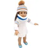 18 pouces American Girl vêtements de poupée robe pull avec chapeaux et écharpe pour jouets cadeaux de fête d'enfant - Accessoires de vêtements de poupée pour American Girl