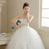 In stock Luxury Crystals Sleeveless Sweetheart Appliques Strapless Ball Gowns Wedding Dresses Waist Rhinestones Lace-up Back Wedding Gown