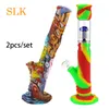 Hottest Dabbing Glass Bongs Hookah Straight Silicone Smoking Pipe 2pcs Beaker Silicone bong water pipes DAB Rig with 14MM Glass Bowl
