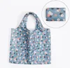 300pcs Fällbar Vattentät Förvaring Eco Reusable Polyester Blommigryckt Shopping Tote Bags Kvalitet Shopping Bags Carrier