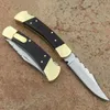 High-end 110 auto knife single action back serrated brass+wood handle hunting xmas gift knife 1pcs