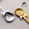 Creative stainless steel coffee spoons Guitar Violin shape dessert spoon Stirring spoon lovely titanium plated ice scoop