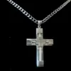 Gift for Men039s Highly Polished Stainless Steel Wire Cross Pendant and 5MM Curb Cuban Link Chain Necklace 1832 inch Large4357172