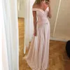 Charming Pink Long Pron Dresses Appliques Chiffon Off Shoulder Custom Made Red Carpet Dress Evening Party Gowns