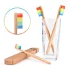 Oral Care Head Bamboo Toothbrush Wholesale Environment Wooden Rainbow Bamboo Tooth brush Soft Bristle for Adults Gift Free Shipping