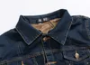 Jeansjacke Pelzkragen Herren Winter Jeansjacke mit Fell für Herren Mantel Mode Bomber mit braunem Faux Leanther Fleece