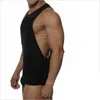 Hommes musculation Sexy débardeur Fitness sans manches gilet chemise blanc noir Muscle entier hauts solide mâle coton Fashion270c