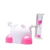 Soporte de plástico bonito para niños, soporte para cepillo de dientes, estante con temporizador de reloj de arena de 3 minutos, herramienta de baño