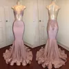 Sparkle Pailletten Blush-Pink Prom Dress Sexy Beaded Open Backless Lange Mermaid Party Jurken Mode Dubai Arabië Avondjurken Vestidos