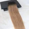 Extensões de cabelo humano fita cabelo remy balayage cabeça cheia cor # 2 desvanecendo-se para # 6 misto mel loiro pele trama 100g 40pcs sem costura