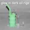 Szklane platformy Oil Glass Bong Bong Accessory Glow W Dark Mini Silikonowe platformy Oil Heady Bubble Water Bong Z Szkła W dół łodygi i miski
