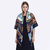 Ny Twill Silk Scarf Women Spanien Royal Floral Printing Square Scarves Fashion Wrap Female Foulard Large Hijab Shawl Neckerchief 130*130cm