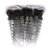 8a malaysiska djupvåggrå mänskliga hår 3 buntar med spets frontal 2 ton 1b grå lockigt ombre jungfru hår väver DHL 9877274