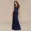 Navy Blue Lace Mermaid Mother of the Bride Dresses 2022 Appliques Beaded Formal Evening Prom Gowns Robe de Soiree