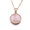 Collana drusy rotonda in pietra naturale turchese di moda per donna. Collana drusy in cristallo rosa opale oro