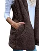 Kvinnors Vinter Varm Hooded Waistcoat Vest Outwear Casual Coat Faux Fur Zip Up Sherpa Jacket Chaleco Mujer