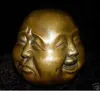 Super 4 expressão Copper Face Buddha Tibet 8.5x8x7 cm Decoração Do Jardim 100% real Bronze