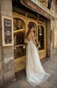 Туль -пляж Берта Свадебные платья v Шея кружевные аппликации Boho Holiday Bridal Howns A Rine Robe de Marie