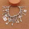 14styles liga amor chave medalhão solto contas charme 140 pcs / lote metal grande buraco balanço apto europeu pulseira jóias diy