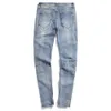 REPPUNK 2018 new Knee Hole Side Zipper Slim Distressed Jeans Men Ripped personality streetwear hiphop male stripe denim pants