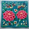 Kvadratisk broderad peony blomma bord placemats matbord tallrikar skål pad dekoration etniska hantverk vintage kaffe te matta 26 x 26 cm