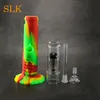 Elektrikli sigara içme boruları nargile silikon bong 14 inç uzunluğunda perkolator cam dab teçhizat katlanabilir su bongs recycler 420