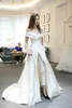 Kvinnor jumpsuit med långa tåg bröllopsklänningar 2020 vit av axel svep tåg elegant zuhair murad brud klänning vestidos festa