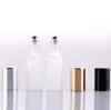 500pcs/lot 5ML Frosted Glass Roll On bottle 5CC Stainless Steel Roller Ball Essential Oil Matte Bottles 17*57mm SN1504