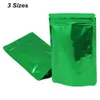 100 ADET Fermuar Folyo Mylar Yeniden kullanılabilir Bakkal Çanta Hava geçirmez Mylar Kılıfı ile 3 Boyutlar Yeşil Yeniden kapanabilir alüminyum folyo ısı ile kapatıcı Örnek paketler