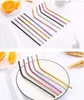 Ecofriendly water bottle tumbler straw reusable straight and bend colorful party metal stainless steel drinking straw7752152
