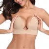 Wechery Plunge U Sexig Invisible Adhesive Bra Brassiere Strapless Bh Push Up Bralette Sexy Bras för Bikini Wedding Party Dress9210263